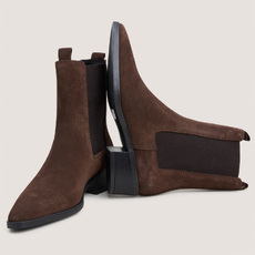 Pointed-toe chelsea low boots dark brown