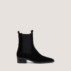 Pointed-toe chelsea low boots black