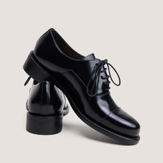 Lace-up round-toe loafers black
