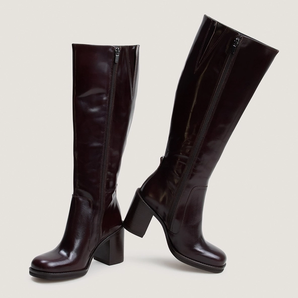 Boots with overflowing heels in dark brown leather calf size M | BRETZEL