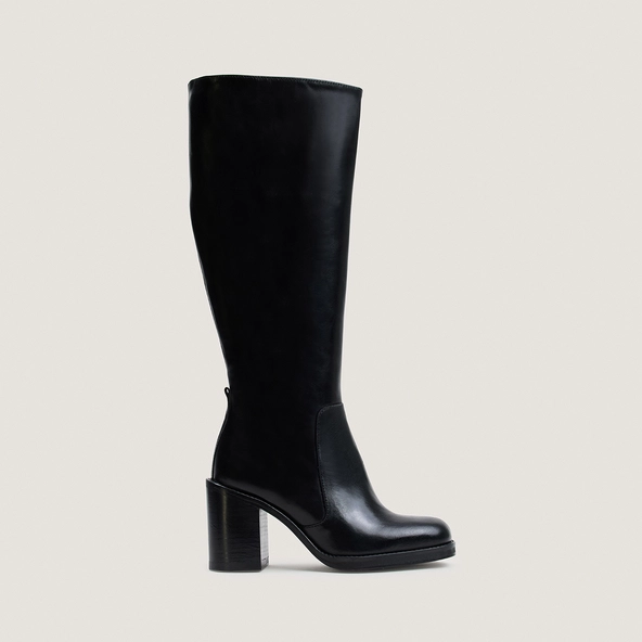Boots with overflowing heels in black leather calf size M | BRETZEL