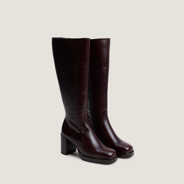 Platform boots in chocolate aged leather calf size M|BAM