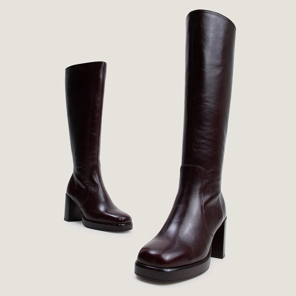 Platform boots in chocolate aged leather calf size M | BAM