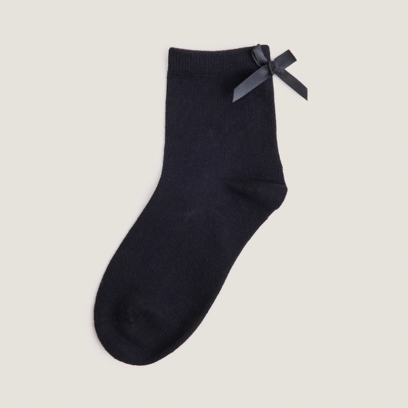 Short bow socks in black textile | FABLO