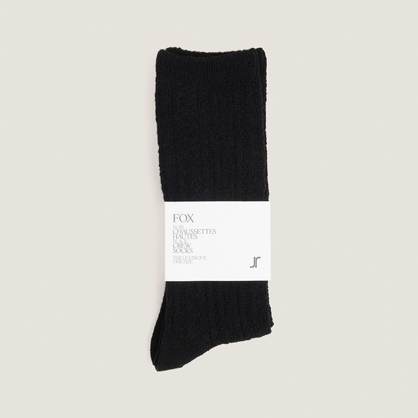 Knee-high socks in black textile | FOX