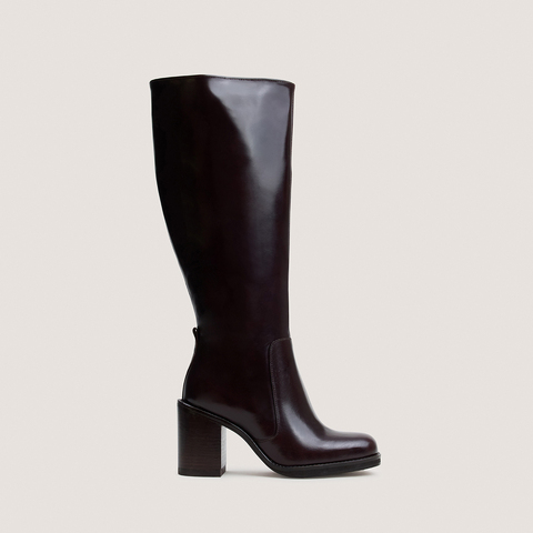 Boots with overflowing heels dark brown