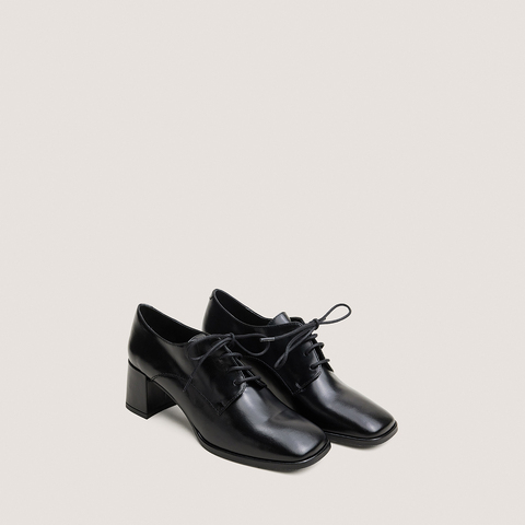 Heeled derbies with square toes black