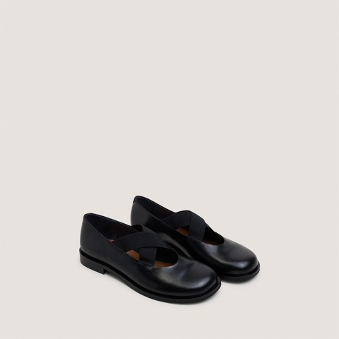Ballet flats with elastic-strap black