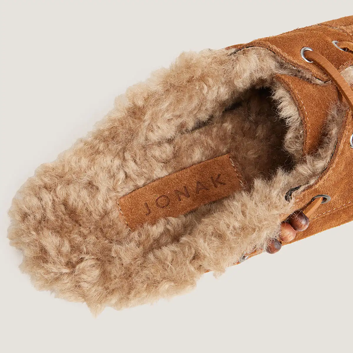 Soft backless loafers in cognac split leather | LILOU