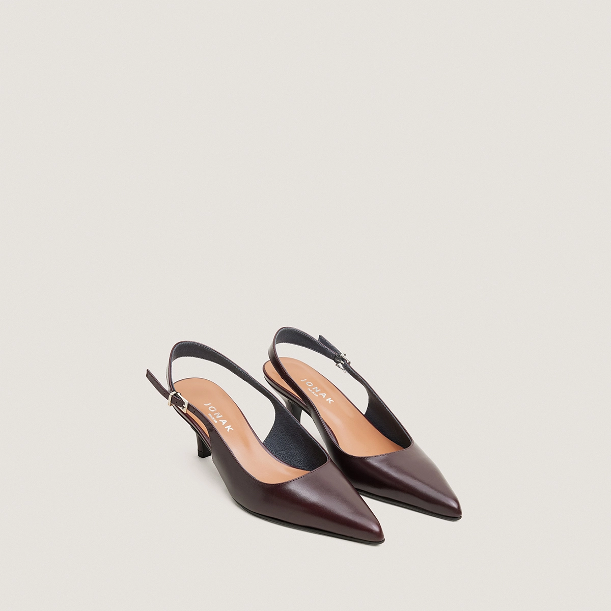 Pointed-toe slingbacks in bordeaux leather | DOUALA