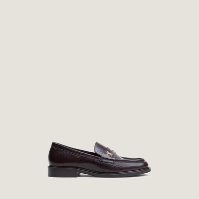 Round-toed loafers with monograms dark brown