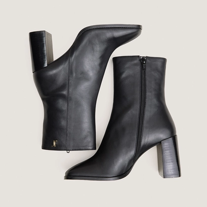 Heeled monogram ankle boots black
