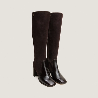 Heeled monogram boots dark brown