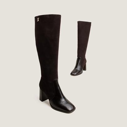 Heeled monogram boots dark brown