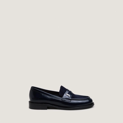 Round-toe monogram loafers navy