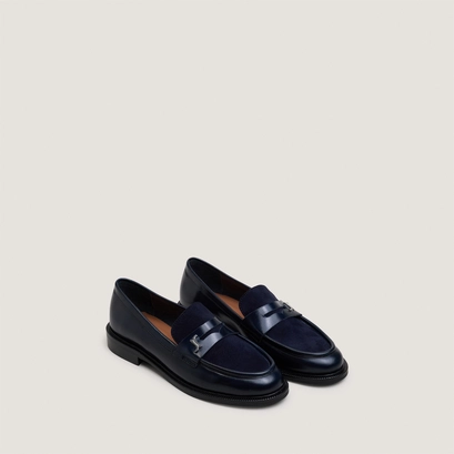 Round-toe monogram loafers navy