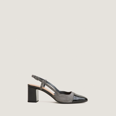 Heeled slingbacks black/grey
