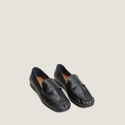 Flat ruched loafers black