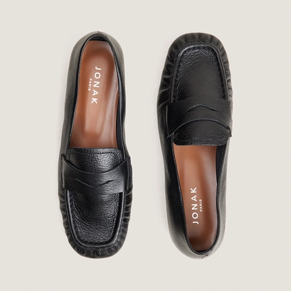 Flat ruched loafers black