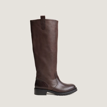 High boots with lug soles brown