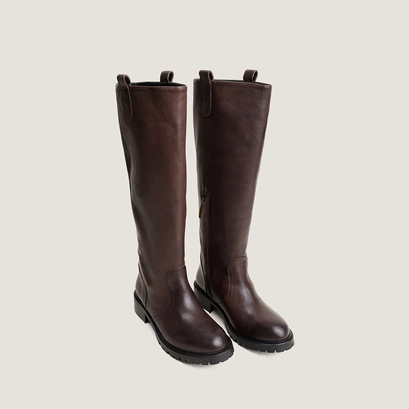 High boots with lug soles brown