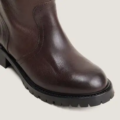 High boots with lug soles brown