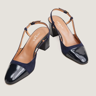 Heeled slingbacks navy