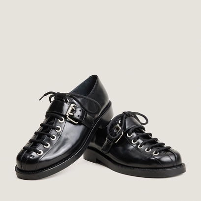 Buckle derbies in black leather | dalix