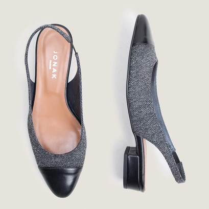 Low-heel slingback ballet flats black/grey