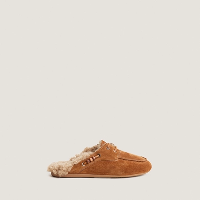 Soft backless loafers cognac