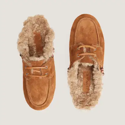 Soft backless loafers cognac