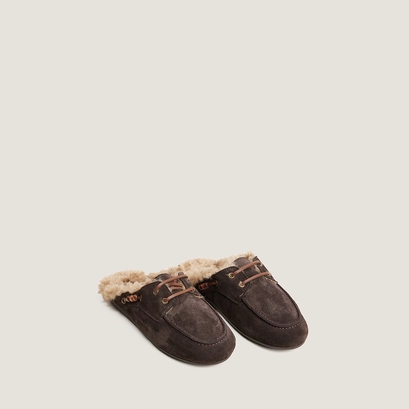 Soft backless loafers brown