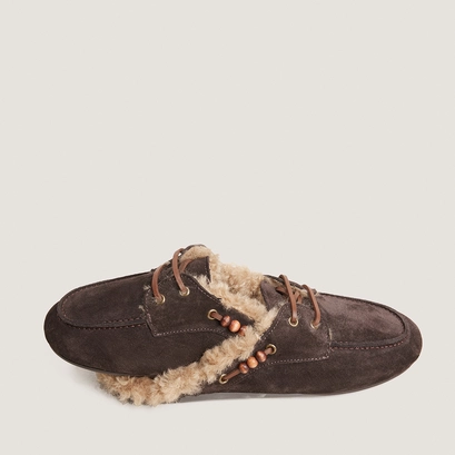 Soft backless loafers brown