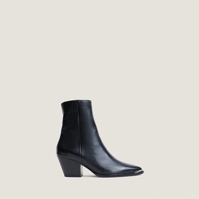 Heeled ankle boots with silver toe caps black
