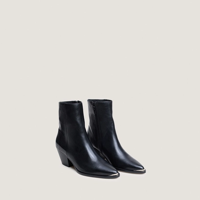 Heeled ankle boots with silver toe caps black
