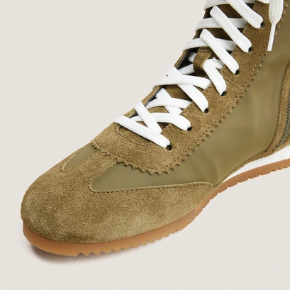 High-top lace-up sneakers khaki