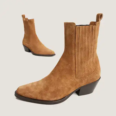 Pointed-Toe Chelsea Ankle Boots taupe