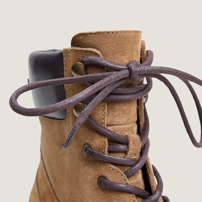 Lace-Up Boots with Lug Soles brown / greige