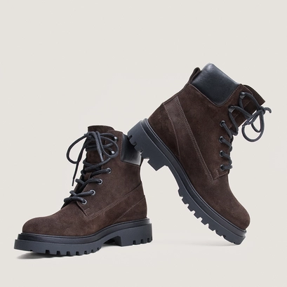 Lace-Up Boots with Lug Soles brown / black