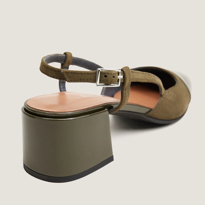 Low-heel slingbacks khaki