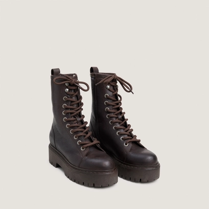 Lace-up boots with lug soles dark brown
