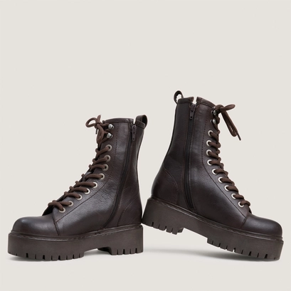 Lace-up boots with lug soles dark brown
