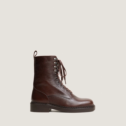 Lace-up heeled ankle boots brown