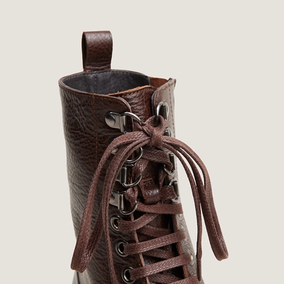 Lace-up heeled ankle boots brown