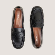 Flat ruched loafers black