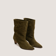 Heeled ankle boots with pointed toes khaki