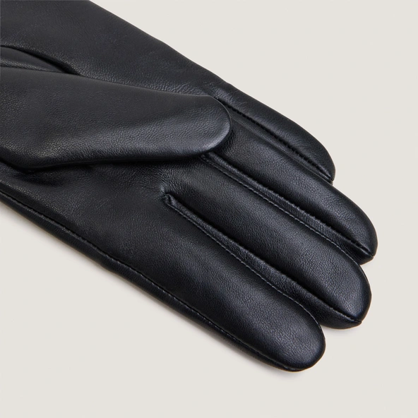 Long gloves in black leather | JUMELLE