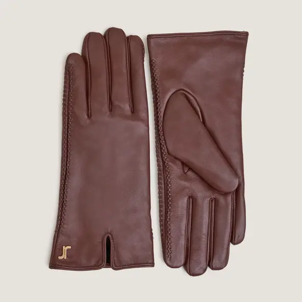 Monogram gloves in brown leather | JUPITER