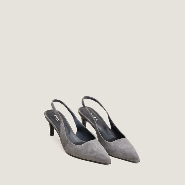Heeled slingbacks in grey suede | DIAMANTELLE