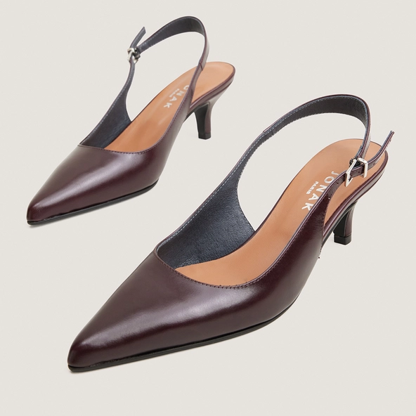 Pointed-toe slingbacks in bordeaux leather | DOUALA